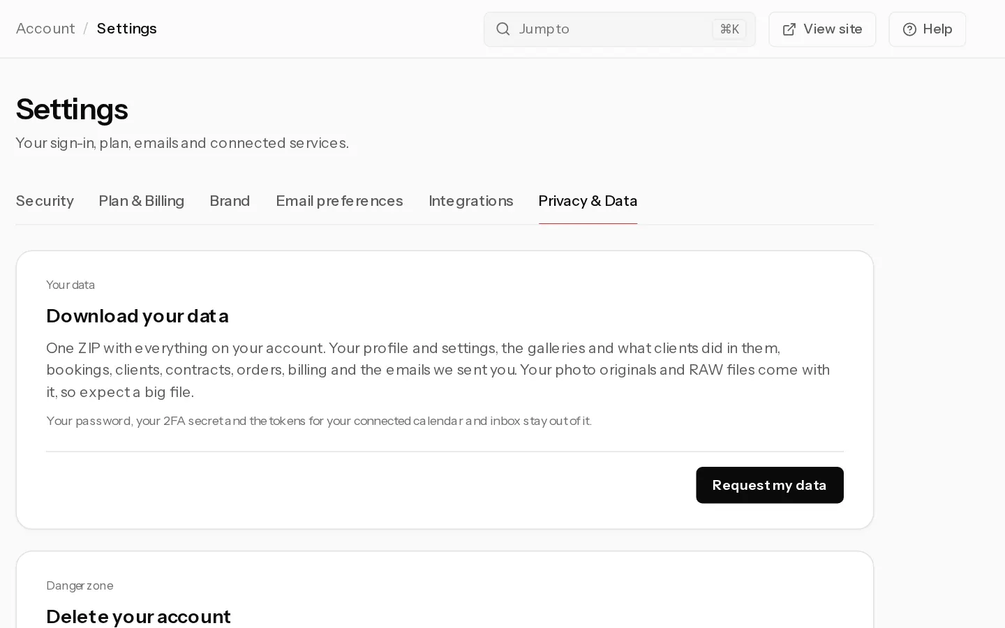 The Xposure dashboard screen for: Export your data
