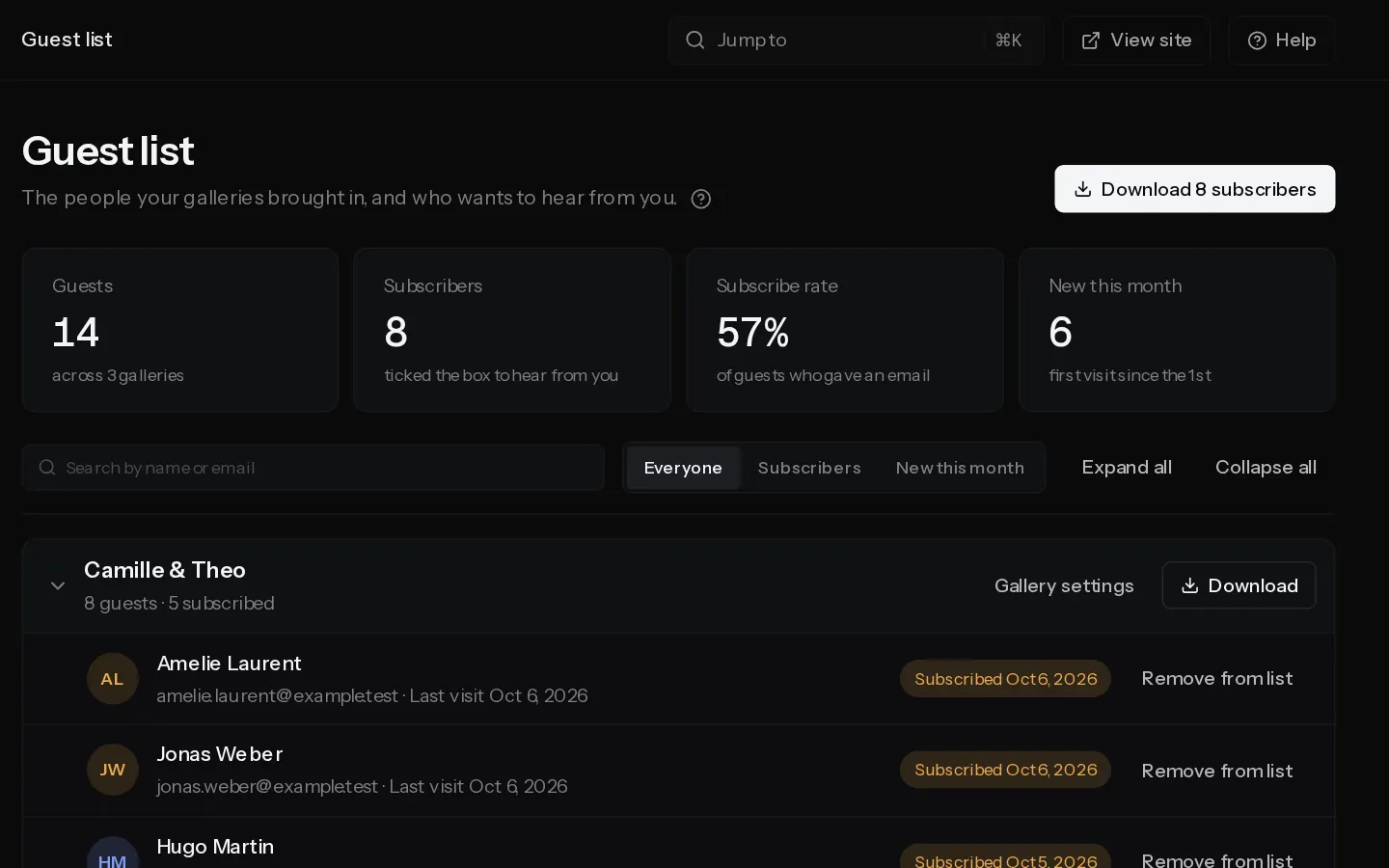 The Xposure dashboard screen for: Collect guest emails