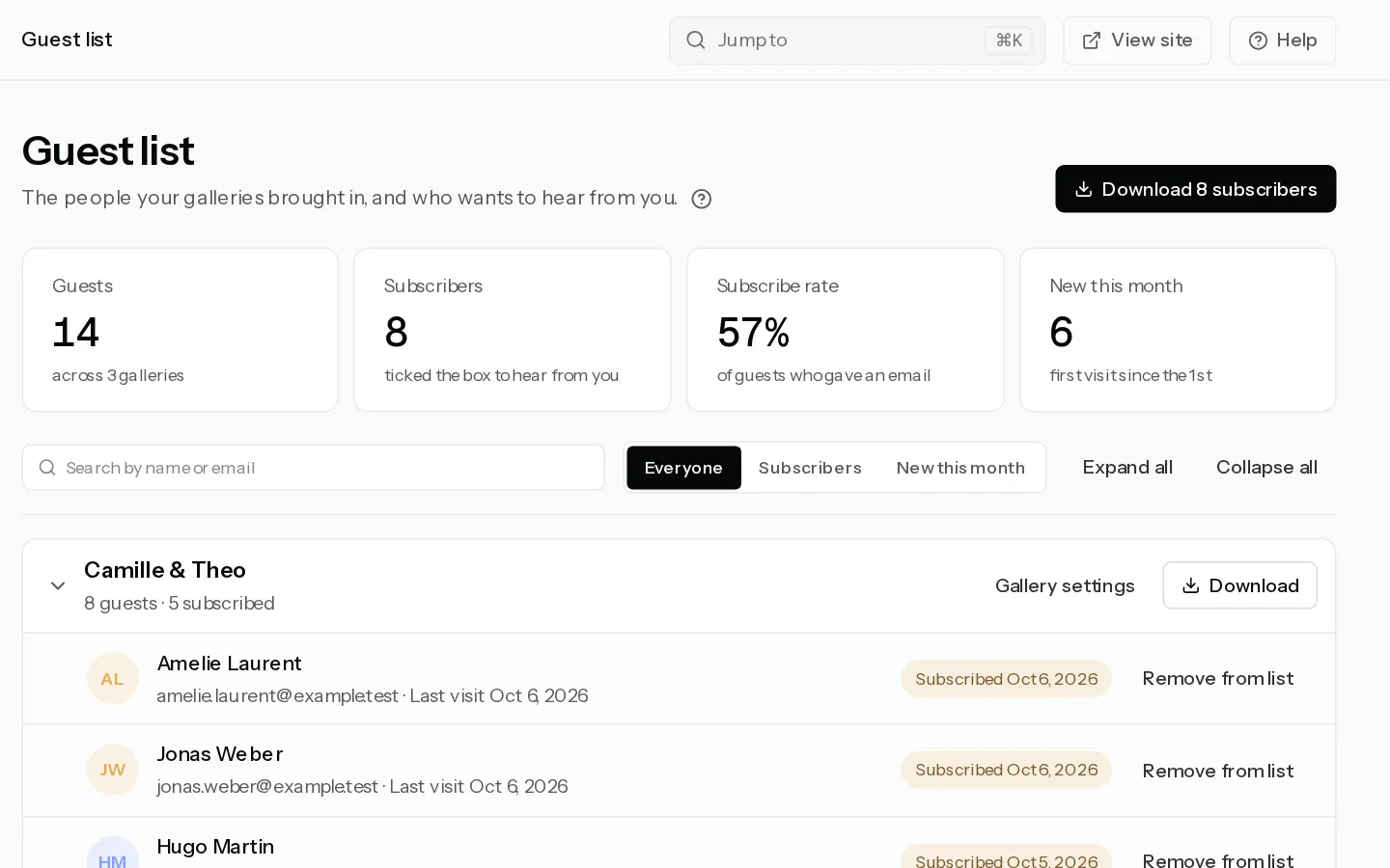 The Xposure dashboard screen for: Collect guest emails