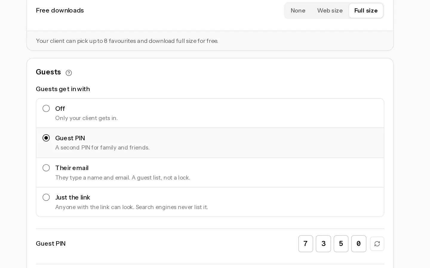 The Xposure dashboard screen for: Let guests into a gallery
