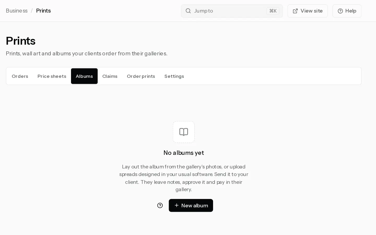 The Xposure dashboard screen for: Design and order a printed album